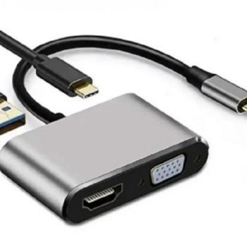 LINKOM Adapter-konvertor TIP C na HDMI 4K+VGA+1xUSB 3.0+TIP C (618)