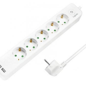 LOGILINK Produžni kabl 5 mesta, 2 USB, prekidač 1,5m, beli (4783)