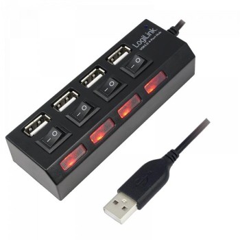 LOGILINK USB 2.0 HUB, 4-port, On/Off, crni