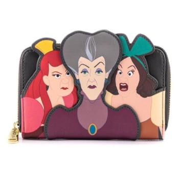 Loungefly Disney Villains Scene Evil Stepmother and Step Sisters Zip Around, novčanik