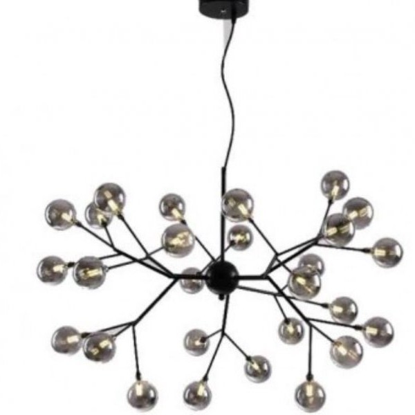 LUNA 118 LUSTER 27*G4(220V) BLACK/SMOKED GLASS