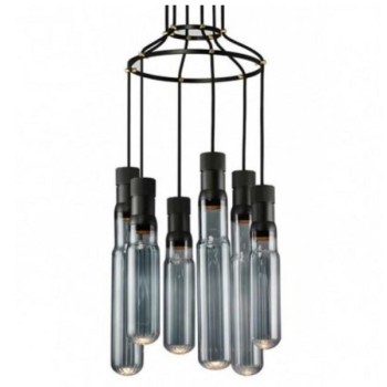 LUNA 96 LUSTER 6*GU10 BLACK/SMOKED GLASS