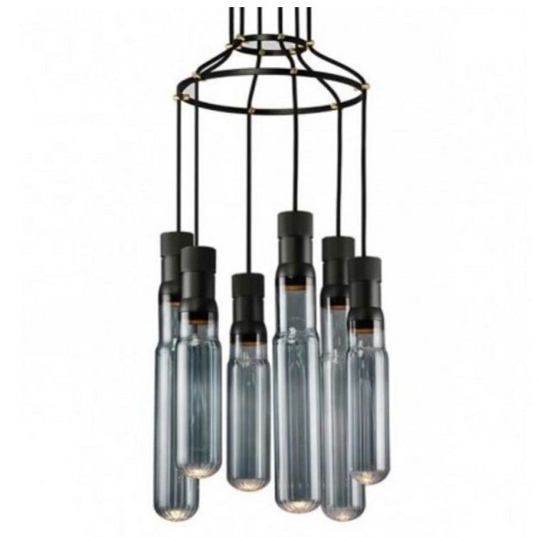 LUNA 96 LUSTER 6*GU10 BLACK/SMOKED GLASS