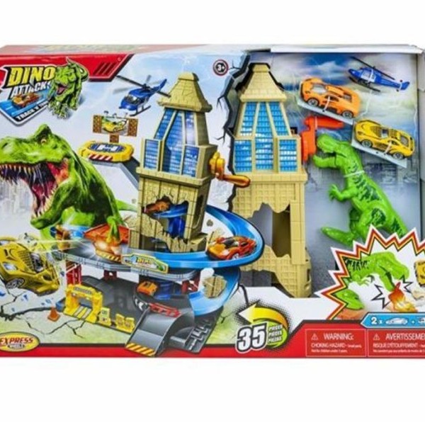 Milla Toys Auto staza Dino Express Wheels sa 2 metalna autića i helikopterom 99/33524