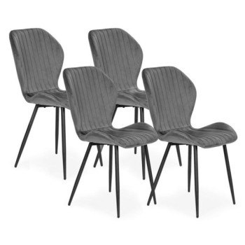 ModernHome Trpezarijske stolice set 4 kom Velour siva
