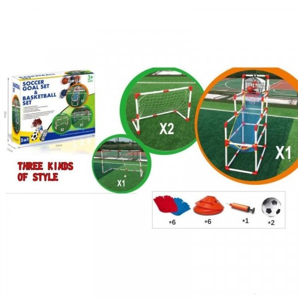 MRX TOYS Igračka 3u1 fudbal i basketball set