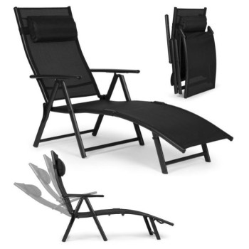 MultiGarden Sklopiva baštenska ležaljka za plažu sa podesivim naslonom i čeličnim ramom, Black