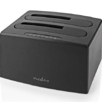 NEDIS HDDUDB3210BK USB 3.2 DUPLI docking station za 2.5/3.5 SATA hard diskove, Kloniranje max 8TB