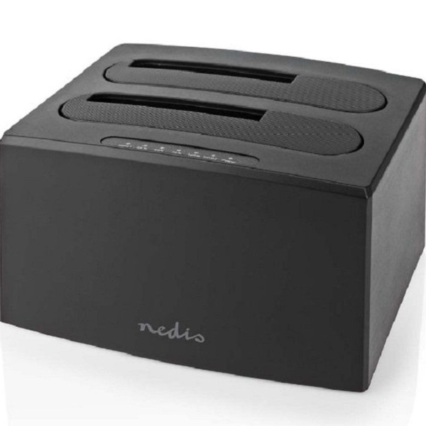NEDIS HDDUDB3210BK USB 3.2 DUPLI docking station za 2.5/3.5 SATA hard diskove, Kloniranje max 8TB