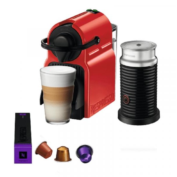 NESPRESSO Aparat za espresso kafu i za pravljenje pene od mleka Inissia Red i Aeroccino 3, A3NC40EURE-TX
