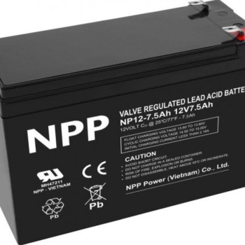 NPP NP12V-7.5Ah, AGM Battery, C20=7.5AH, T1, 151x65x94x100, 2,07KG