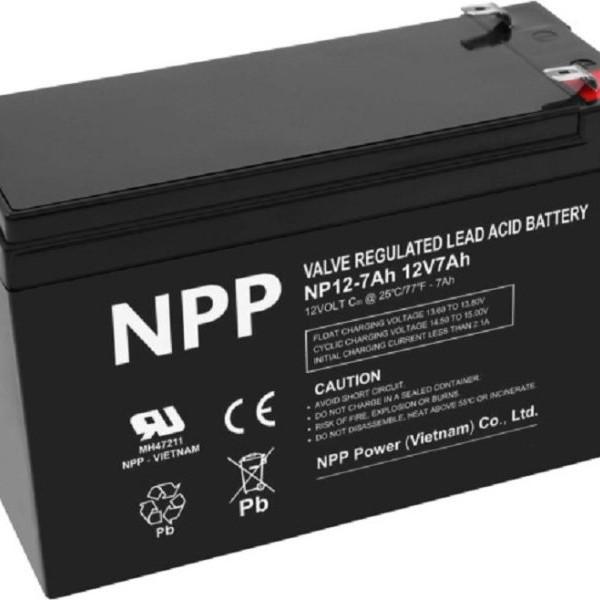 NPP NP12V-7Ah, AGM BATTERY, C20=7AH, T2, 1,97KG, BLACK