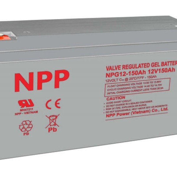 NPP NPG12V-150Ah, Gel battery, C20=150AH, T16, 485*172*240*240, 38,5KG, Light grey