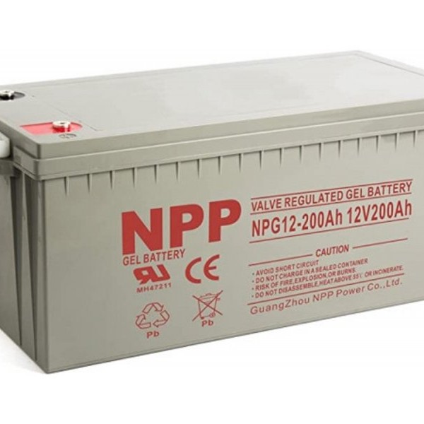 NPP NPG12V-200Ah, GEL BATTERY, C20=200AH, T16, 522x238x218x222, 52,8KG, Light grey