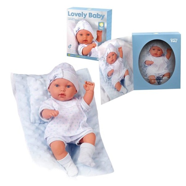 PERTINI Lutka Lovely Baby 33cm sa jastukom plava