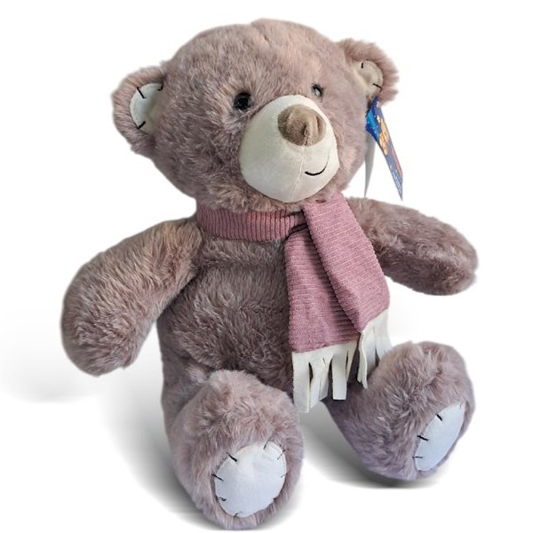 PERTINI Plišani bordo meda sa roze šalom 32cm