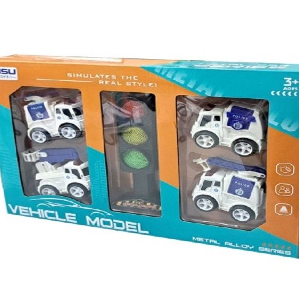 PERTINI Set 4 metalna vozila policija sa semaforom 1040532