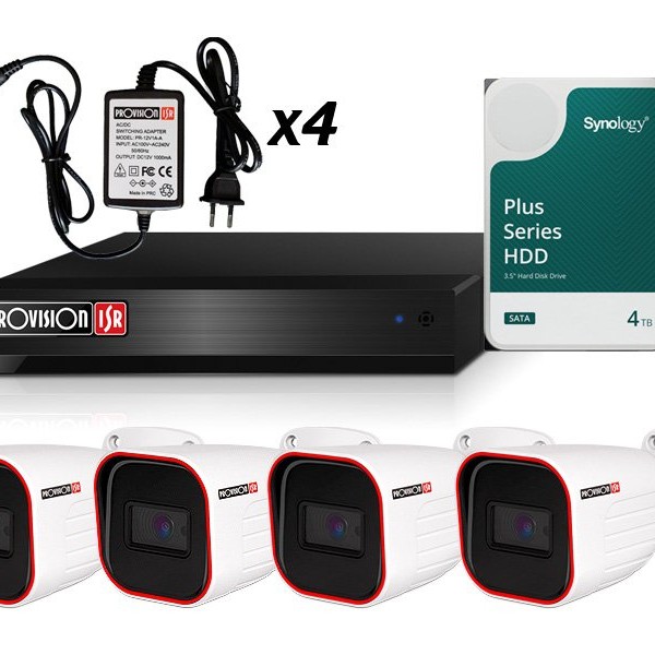PROVISION Komplet video nadzor: 4x Provision kamere , snimač , HDD 4TB i 4 x napajanje