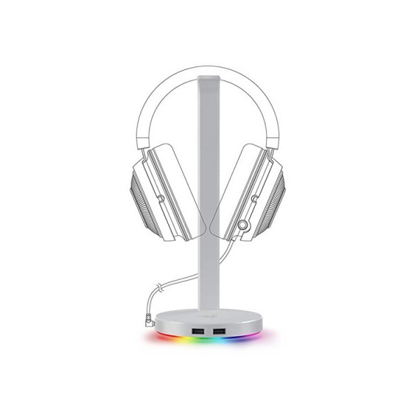 RAZER Base Station V2 Chroma Mercury - Headphone Stand with USB 3.1 and 7.1 Surround Sound