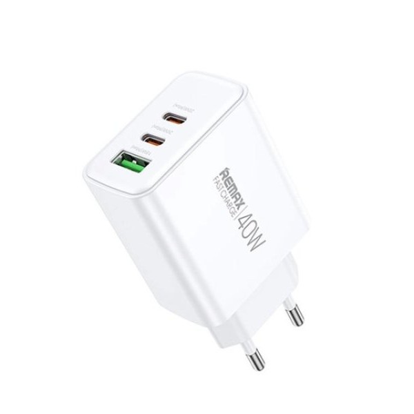 REMAX Strujni Fast punjač Kiddy 1xUSB 3.0 + 2xUSB-C 20W RP-U123, beli