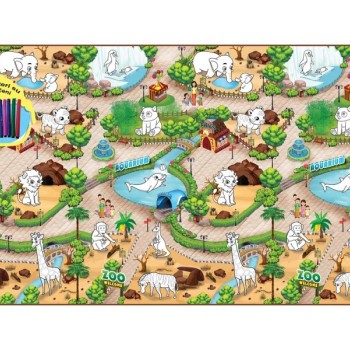 ROLLMATZ Podloga za igranje Zoološki vrt + 6 flomastera 200 x 120cm