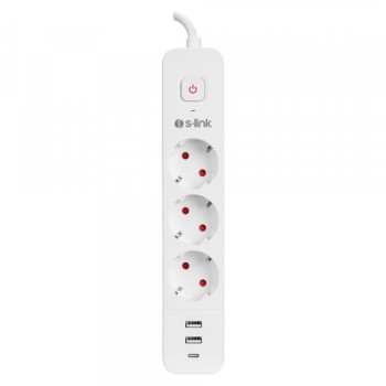 S-LINK Produžni kabal SPG03TC 3 utičnice 2XUSB 1X TIP-C beli 1.5M S-LINK, 37303 (18925)