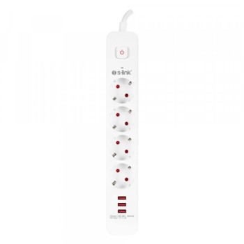 S-LINK Produžni kabl SPG403U 4 utičnice 3XUSB 1.5M beli (18936)