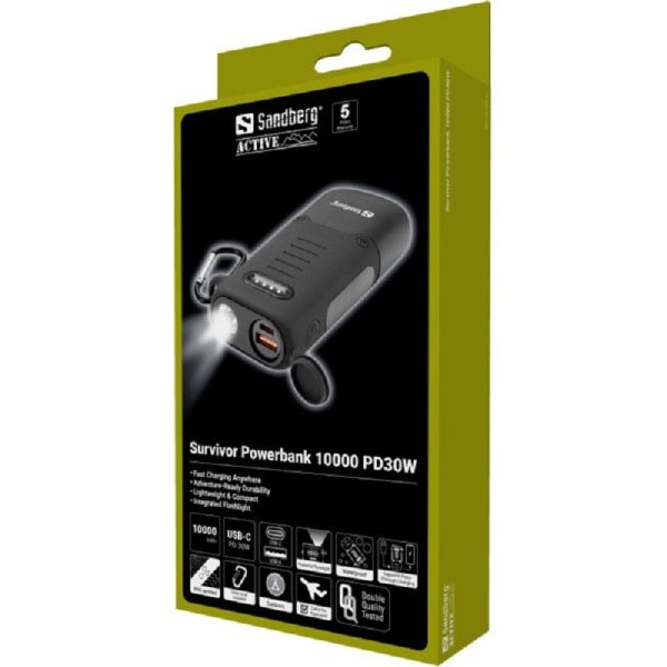 Sandberg Survivor Powerbank, 10000mAh 30W PD (421-11)
