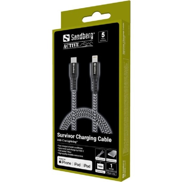 Sandberg Survivor, USB-C na Lightning kabl, 1m (441-55)
