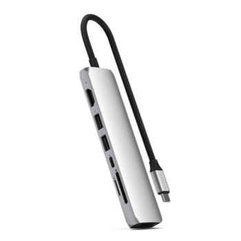 SATECHI 7-in-1 USB-C Slim Multiport Adapter with Ethernet - Silver