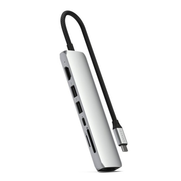 SATECHI 7-in-1 USB-C Slim Multiport Adapter with Ethernet - Silver