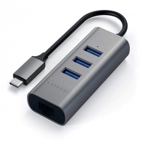 SATECHI Aluminium Type-C Hub (3x USB 3.0,Ethernet) - Space Grey