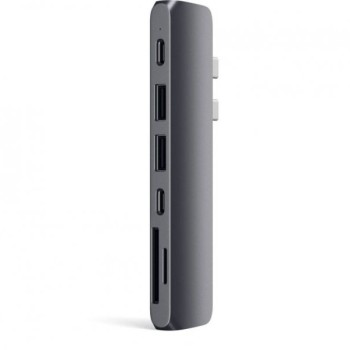 SATECHI Aluminium Type-C PRO Hub (HDMI 4K,PassThroughCharging,2x USB3.0,2xSD,ThunderBolt 3) - Space Grey