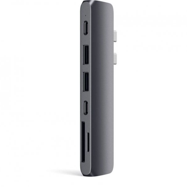 SATECHI Aluminium Type-C PRO Hub (HDMI 4K,PassThroughCharging,2x USB3.0,2xSD,ThunderBolt 3) - Space Grey