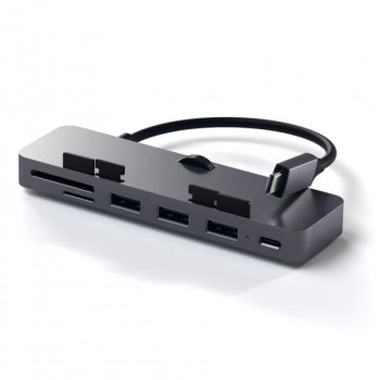 SATECHI Aluminum Type-C CLAMP PRO Hub (3x USB 3.0,MicroSD) - Silver