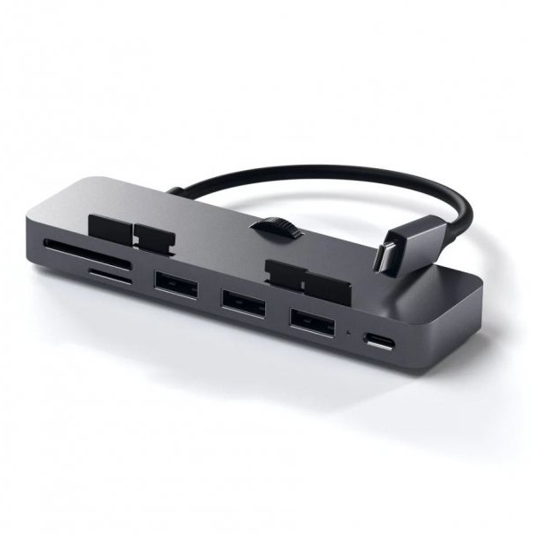 SATECHI Aluminum Type-C CLAMP PRO Hub (3x USB 3.0,MicroSD) - Silver