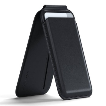 SATECHI Crni Vegan-Leather Magnetic Novčanik i držač za telefon