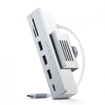 SATECHI USB-C Clamp Hub iMac 24inch (2021) / (1x USB-C up to 5 Gbps,3x USB-A 3.0 up to 5 Gbps, inc. Apple S.Drive Micro/SD) - Silver