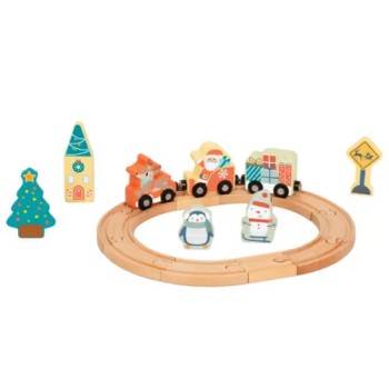 TOOKY TOY Drveni novogodišnji vozić