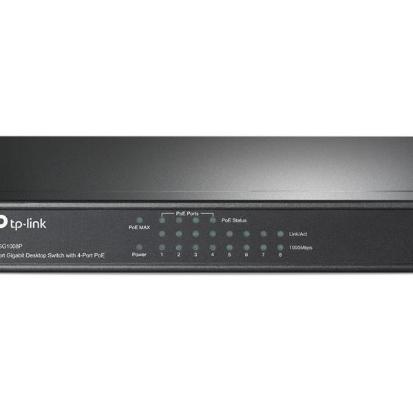 TP LINK Switch Gigabit 8x RJ45 10/100/1000Mbps Desktop metalno kuciste with 4-Port PoE  (TL-SG1008P)