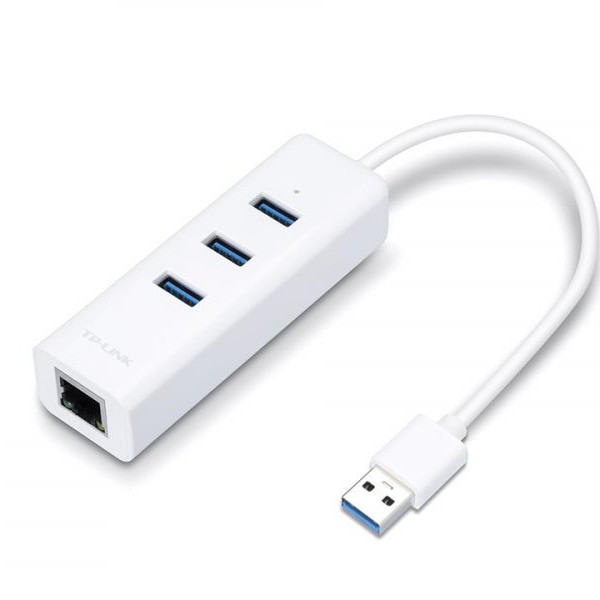 TP LINK USB Adapter UE330 to Gigabit Ethernet Network, 1x LAN, 3x USB 3.0 Hub