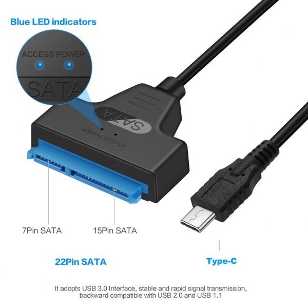 VELTEH USB C na Sata 22 pin Napojni Kabl NKC-K022