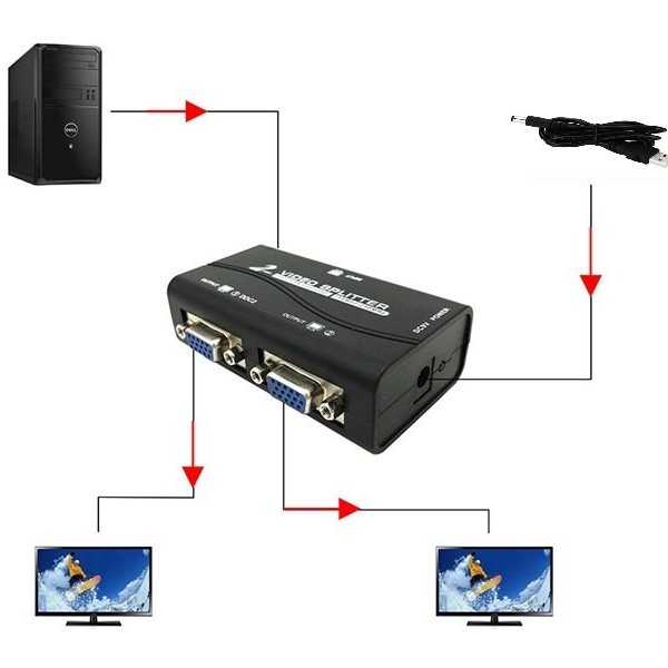 VELTEH VGA spliter 1/2 2 porta V-SP112 aktivni 100-04