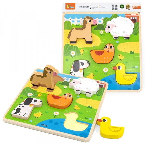 VIGA Taktilne puzzle farma