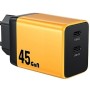 WEKOME WP-U33 Super brzi Strujni GaN Punjač, 2-porta USB (2 x 3.1 tipC) 45W, žuti