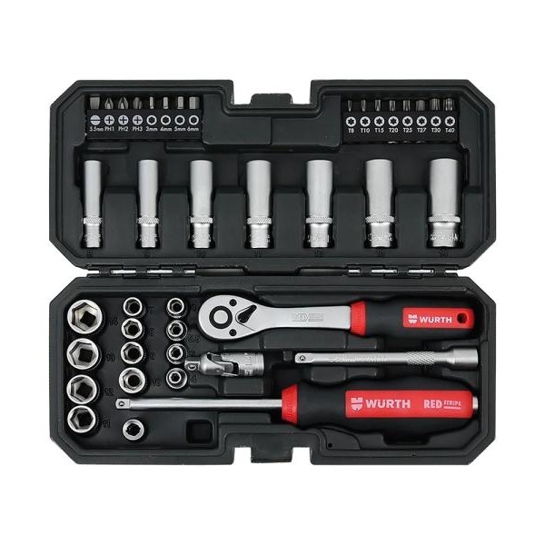 WURTH Red Stripe Set nasadnih ključeva 1/4'', 40 komada (5763114040)