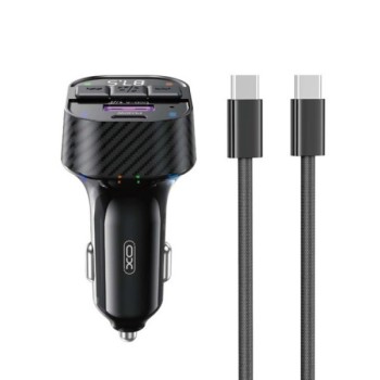 XO XO transmitter FM Bluetooth MP3 auto punjač 30W BLACK + kabl za telefon USB-C - USB-C