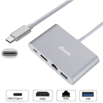 Xwave Xwave Adapter USB3.1 Tip-C M na HDMI,USB3.0,RJ45 F