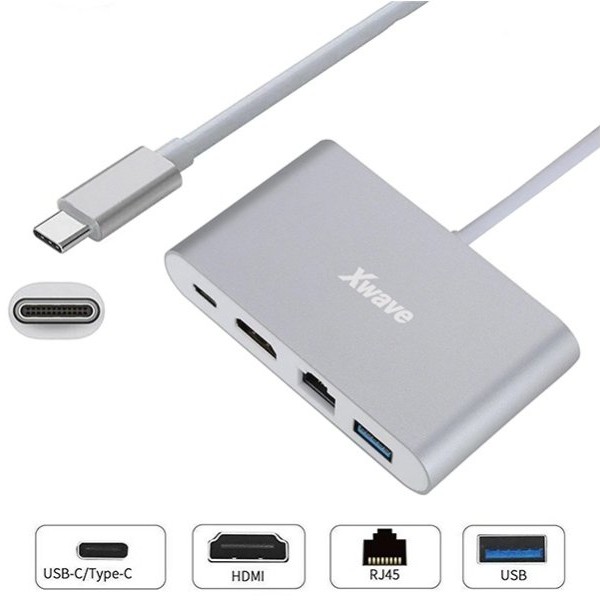 Xwave Xwave Adapter USB3.1 Tip-C M na HDMI,USB3.0,RJ45 F