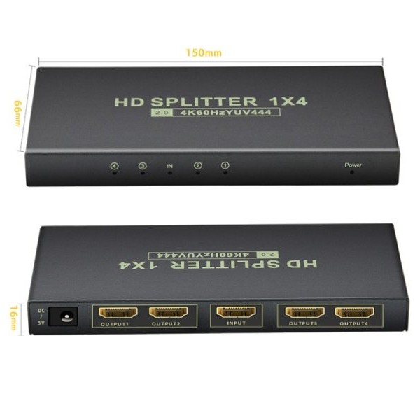 Xwave Xwave HDMI 2.0 Spliter 4Kx2K Active,1-in 4-out